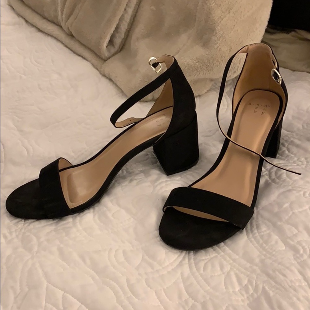 Black Suede Strap Heels